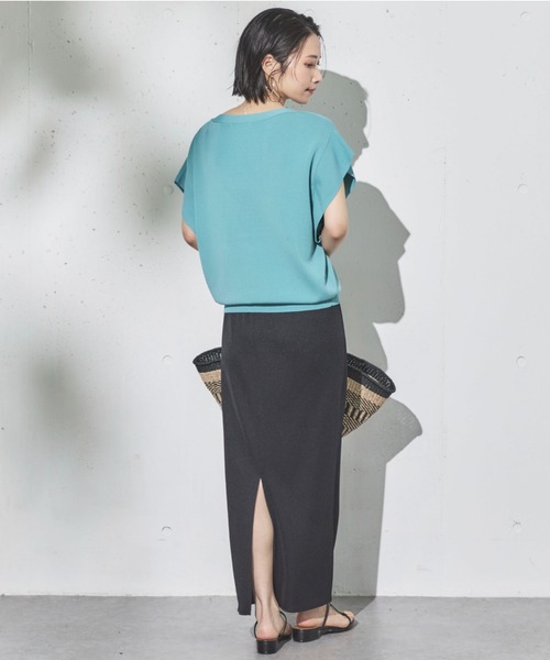 Doux archives（ドゥアルシーヴ）の「【新色追加】フレンチスリーブニット（ニット/セーター・レディース・ネイビー/ラベンダー/ブラック×ホワイト/オフホワイト/ホワイト×ブラック/グレイッシュベージュ/ダークブラウン/ブルー/シアン・FREE）」の12枚目の写真