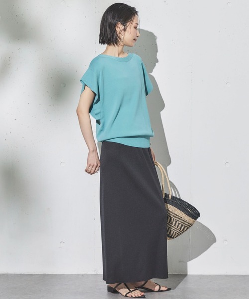 Doux archives（ドゥアルシーヴ）の「【新色追加】フレンチスリーブニット（ニット/セーター・レディース・ネイビー/ラベンダー/ブラック×ホワイト/オフホワイト/ホワイト×ブラック/グレイッシュベージュ/ダークブラウン/ブルー/シアン・FREE）」の15枚目の写真