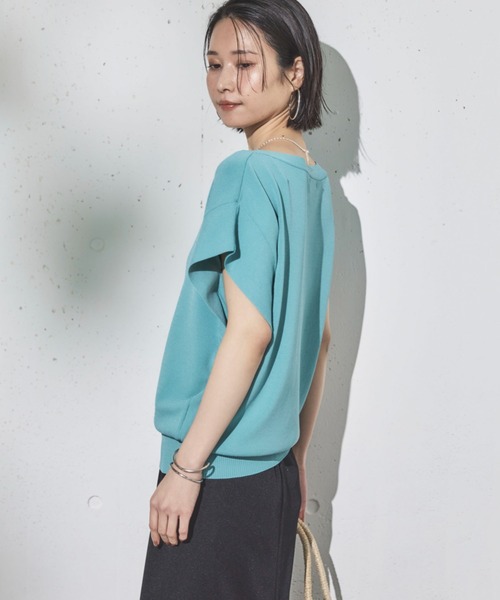 Doux archives（ドゥアルシーヴ）の「【新色追加】フレンチスリーブニット（ニット/セーター・レディース・ネイビー/ラベンダー/ブラック×ホワイト/オフホワイト/ホワイト×ブラック/グレイッシュベージュ/ダークブラウン/ブルー/シアン・FREE）」の21枚目の写真