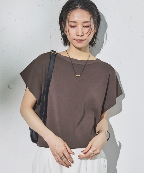 Doux archives(ドゥアルシーヴ)の「【名品】【新色追加】フレンチスリーブニット(ニット/セーター・レディース・ネイビー/ラベンダー/ブラック×ホワイト/オフホワイト/ホワイト×ブラック/グレイッシュベージュ/ダークブラウン/ブルー/シアン/杢グレー/レッド/グリーン/マスタード・FREE)」の22枚目の写真
