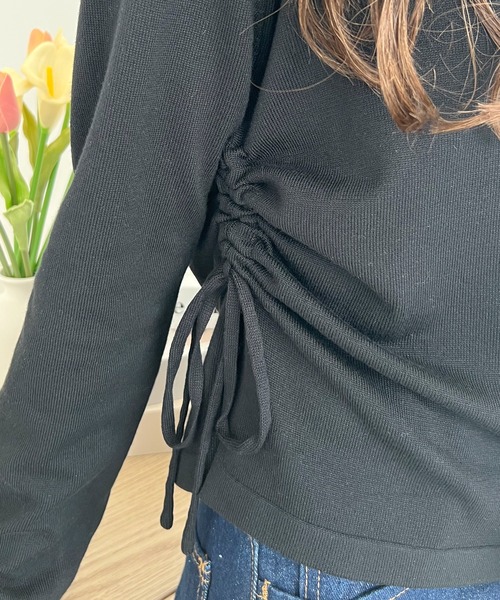 Futier land（フューティアランド）の「ワンオフショルギャザーリボンニットトップス（ニット/セーター・レディース・ピンク/グレー/ブラック・FREE）」の17枚目の写真