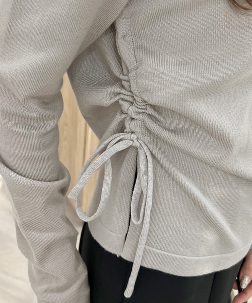 Futier land（フューティアランド）の「ワンオフショルギャザーリボンニットトップス（ニット/セーター・レディース・ピンク/グレー/ブラック・FREE）」の11枚目の写真