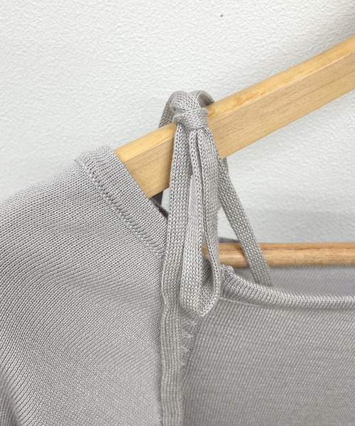 Futier land（フューティアランド）の「ワンオフショルギャザーリボンニットトップス（ニット/セーター・レディース・ピンク/グレー/ブラック・FREE）」の6枚目の写真