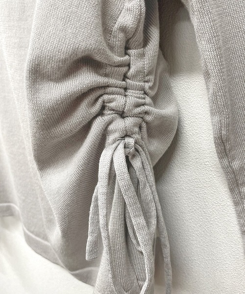 Futier land（フューティアランド）の「ワンオフショルギャザーリボンニットトップス（ニット/セーター・レディース・ピンク/グレー/ブラック・FREE）」の7枚目の写真