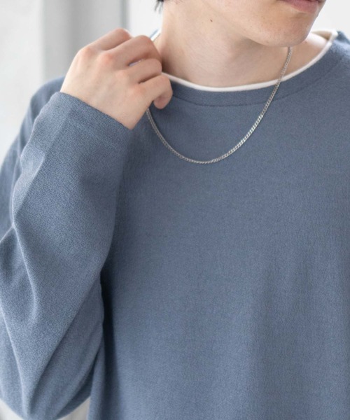 URBAN COLLECTION(アーバンコレクション)の「URBAN COLLECTION 梨地 フェイクレイヤードロンT(Tシャツ/カットソー・メンズ・ブラック/ブルーグレー/グレイッシュベージュ・S/M/L/XL)」の11枚目の写真