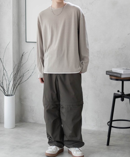 URBAN COLLECTION(アーバンコレクション)の「URBAN COLLECTION 梨地 フェイクレイヤードロンT(Tシャツ/カットソー・メンズ・ブラック/ブルーグレー/グレイッシュベージュ・S/M/L/XL)」の14枚目の写真