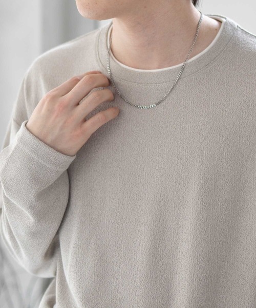 URBAN COLLECTION(アーバンコレクション)の「URBAN COLLECTION 梨地 フェイクレイヤードロンT(Tシャツ/カットソー・メンズ・ブラック/ブルーグレー/グレイッシュベージュ・S/M/L/XL)」の17枚目の写真