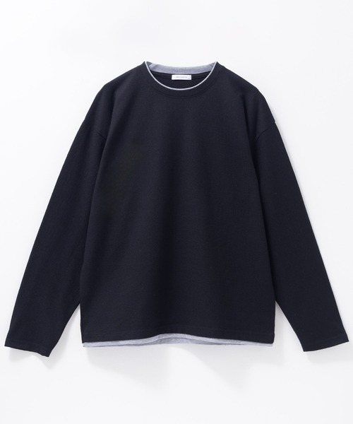 URBAN COLLECTION(アーバンコレクション)の「URBAN COLLECTION 梨地 フェイクレイヤードロンT(Tシャツ/カットソー・メンズ・ブラック/ブルーグレー/グレイッシュベージュ・S/M/L/XL)」の19枚目の写真