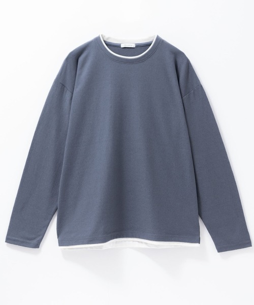 URBAN COLLECTION(アーバンコレクション)の「URBAN COLLECTION 梨地 フェイクレイヤードロンT(Tシャツ/カットソー・メンズ・ブラック/ブルーグレー/グレイッシュベージュ・S/M/L/XL)」の21枚目の写真