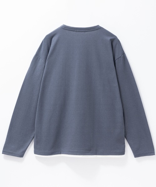 URBAN COLLECTION(アーバンコレクション)の「URBAN COLLECTION 梨地 フェイクレイヤードロンT(Tシャツ/カットソー・メンズ・ブラック/ブルーグレー/グレイッシュベージュ・S/M/L/XL)」の22枚目の写真