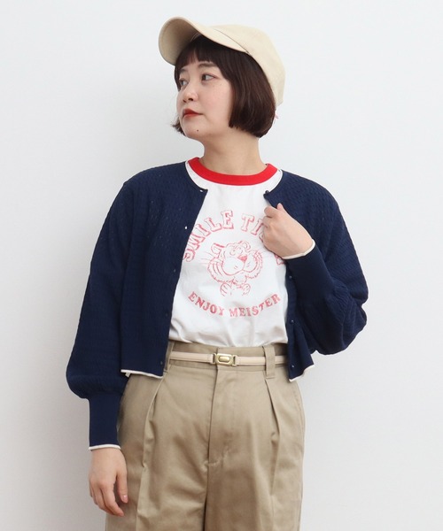 CHILD WOMENクルーネックショートカーディガン CHILD WOMAN（チャイルドウーマン）の「☆coolcottonケーブル