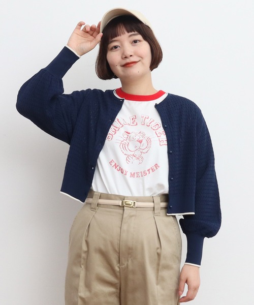 Child Women カーディガン AMBIDEX Store △○AMOSSAミラノリブパフスリーブ カーディガン