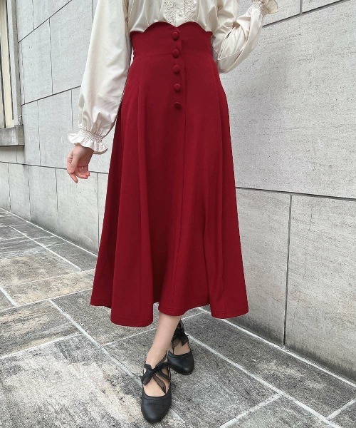 an another angelus（アンアナザーアンジェラス）の「ハイウエストスカラップフレアースカート/ fint　フィント（スカート・レディース・ライトブルー/レッド/ブルーグリーン/ブラック/ミント・2/1）」の5枚目の写真