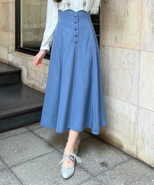 an another angelus（アンアナザーアンジェラス）の「ハイウエストスカラップフレアースカート/ fint　フィント（スカート・レディース・ライトブルー/レッド/ブルーグリーン/ブラック/ミント・2/1）」の3枚目の写真