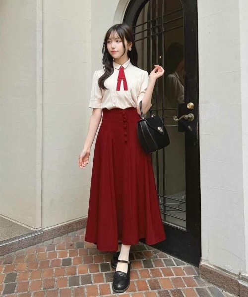 an another angelus（アンアナザーアンジェラス）の「ハイウエストスカラップフレアースカート/ fint　フィント（スカート・レディース・ライトブルー/レッド/ブルーグリーン/ブラック/ミント・2/1）」の22枚目の写真