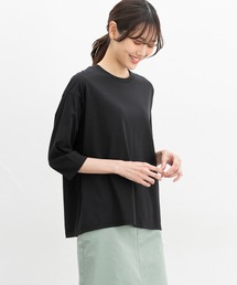 【ハニさら・接触冷感・ＵＶカット】きれいめ７分袖Ｔシャツ