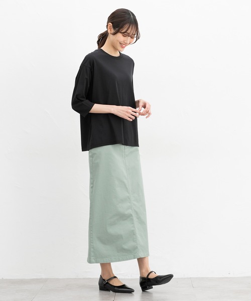 Honeys(ハニーズ)の「【ハニさら・接触冷感・UVカット】きれいめ7分袖Tシャツ(Tシャツ/カットソー・レディース・パープル/ブラック/サックスブルー/グレイッシュベージュ/オフホワイト・LL/L/S/M)」の10枚目の写真