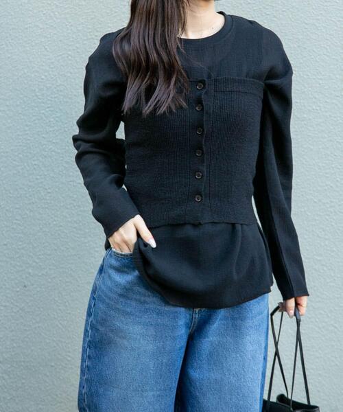 FORK&SPOON（フォークアンドスプーン）の「FORK&SPOON　ニットビスチェ（ベスト・レディース・オフホワイト/ブラック・1）」の4枚目の写真