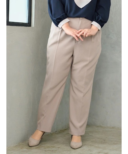 Re-J&SUPURE(リジェイアンドスプル)の「【大きいサイズ】【Wクロス】テーパードパンツ(セットアップ可)(スラックス・レディース・ベージュ/ブラック/ネイビー・XX-LARGE/X-LARGE/XXX-LARGE)」の4枚目の写真
