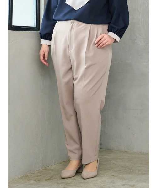 Re-J&SUPURE(リジェイアンドスプル)の「【大きいサイズ】【Wクロス】テーパードパンツ(セットアップ可)(スラックス・レディース・ベージュ/ブラック/ネイビー・XX-LARGE/X-LARGE/XXX-LARGE)」の5枚目の写真