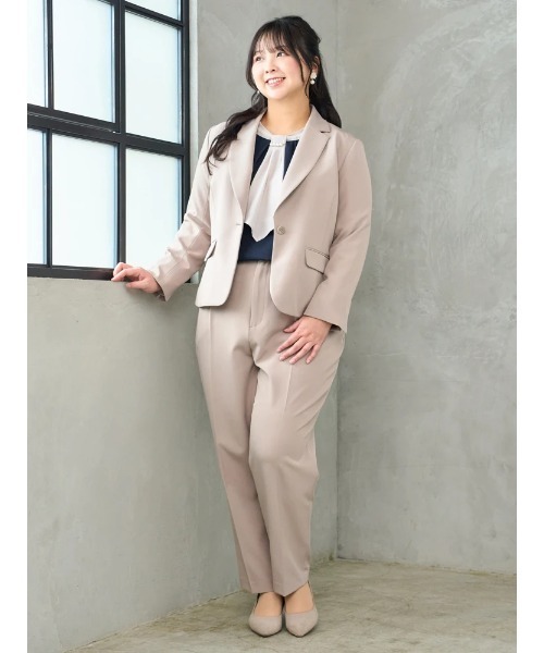 Re-J&SUPURE(リジェイアンドスプル)の「【大きいサイズ】【Wクロス】テーパードパンツ(セットアップ可)(スラックス・レディース・ベージュ/ブラック/ネイビー・XX-LARGE/X-LARGE/XXX-LARGE)」の6枚目の写真