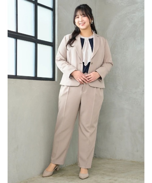 Re-J&SUPURE(リジェイアンドスプル)の「【大きいサイズ】【Wクロス】テーパードパンツ(セットアップ可)(スラックス・レディース・ベージュ/ブラック/ネイビー・XX-LARGE/X-LARGE/XXX-LARGE)」の7枚目の写真