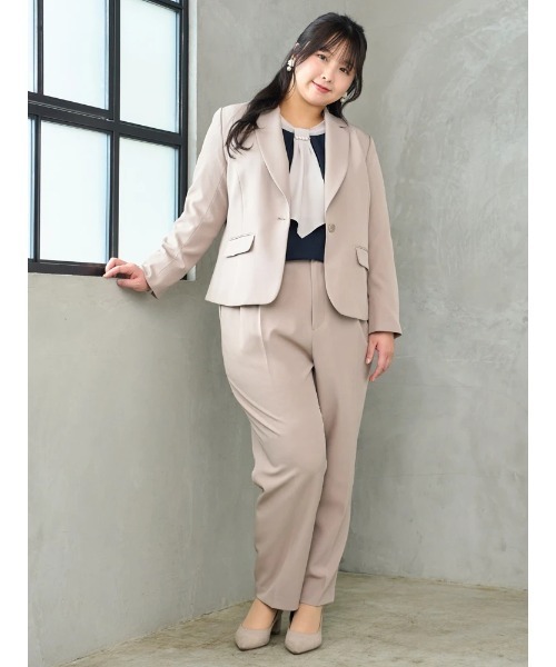 Re-J&SUPURE(リジェイアンドスプル)の「【大きいサイズ】【Wクロス】テーパードパンツ(セットアップ可)(スラックス・レディース・ベージュ/ブラック/ネイビー・XX-LARGE/X-LARGE/XXX-LARGE)」の8枚目の写真