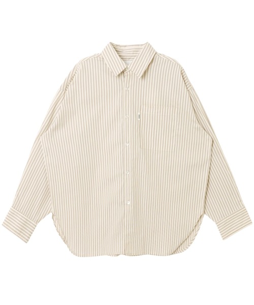 ANIECA タグ付き未使用ストライプエンブレムシャツベージュ オーバーサイズ ànuke online store（アンヌーク） / Stripe Over ShirtsStripe Over