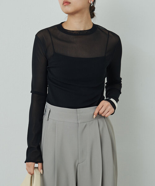 GALLARDAGALANTE（ガリャルダガランテ）の「【La nature linge】シアーチュールトップス（Tシャツ/カットソー・レディース・ホワイト/ブラック・FREE）」の8枚目の写真