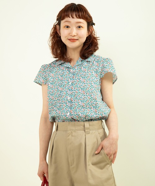 しゃのわーる様　vers vert　Hampstead　LIBERTY　ブラウス WEB別注】リバティAbasanSpot ヨークフリルブラウス（シャツ
