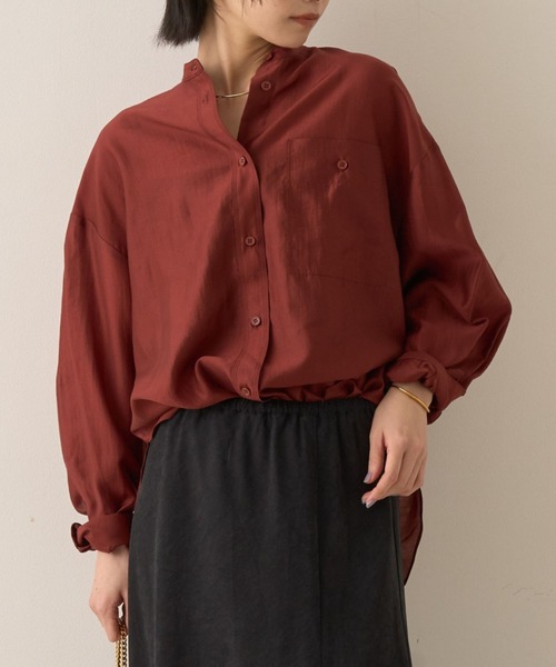Rouge vif Anna（ルージュヴィフアンナ）の「ポケット付きシアーシャツ（シャツ/ブラウス・レディース・モカ/ラベンダー/セージグリーン/オフホワイト/ベージュ/ブラウン/ワイン・フリー）」の7枚目の写真