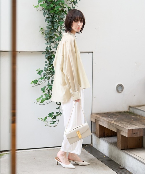 Rouge vif Anna（ルージュヴィフアンナ）シャツ　ベージュ麻リネン綿 Rouge vif Anna ブラウス シャツ コットンブロードタック