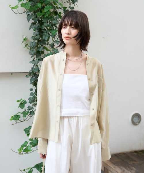 Rouge vif Anna（ルージュヴィフアンナ）の「ポケット付きシアーシャツ（シャツ/ブラウス・レディース・モカ/ラベンダー/セージグリーン/オフホワイト/ベージュ/ブラウン/ワイン・フリー）」の8枚目の写真