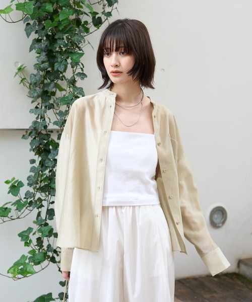 Rouge vif Anna（ルージュヴィフアンナ）の「ポケット付きシアーシャツ（シャツ/ブラウス・レディース・モカ/ラベンダー/セージグリーン/オフホワイト/ベージュ/ブラウン/ワイン・フリー）」の10枚目の写真