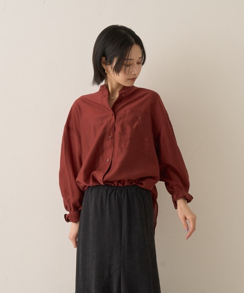 ⭐︎完売⭐︎新品　ルージュヴィフ　シアーシャツ　ピンク　シャツ スタンドネックシアーシャツ｜Rouge vif la cle / ルージュ
