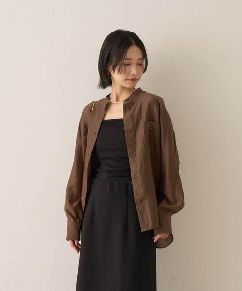 ⭐︎完売⭐︎新品　ルージュヴィフ　シアーシャツ　ピンク　シャツ スタンドネックシアーシャツ｜Rouge vif la cle / ルージュ