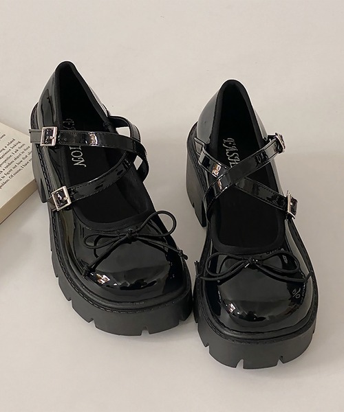 blackdia ocean(ブラックダイヤオーシャン)の「blackdia ocean リボンデザイン 厚底ストラップ シューズ(パンプス・レディース・シルバー/ブラック・23.0cm/24.0cm/25.0cm/23.5cm/24.5cm)」の7枚目の写真