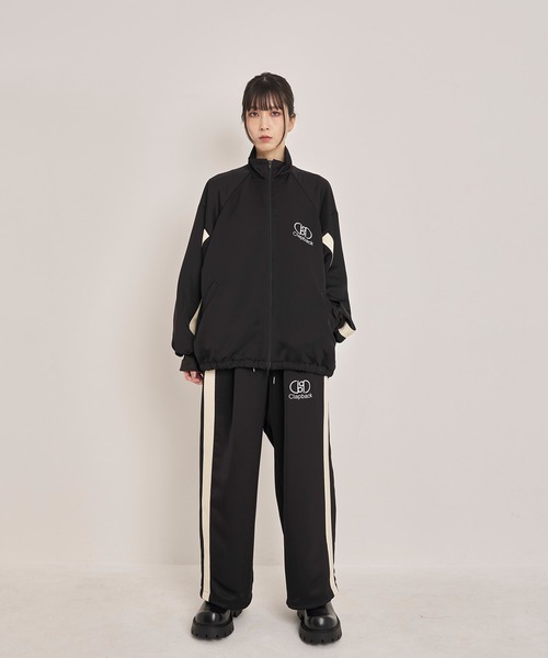 新品Nora Lilyノラリリーナイロンブルゾン Nylon track top Nora Lily】Oversilhouette Line Track Jacket(UNISEX) ブルー