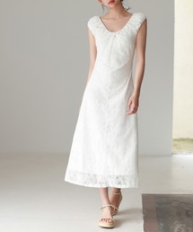 SAISON DE PAPILLON（セゾンドパピヨン）の「Aラインミモレ丈総レースワンピース（ワンピース）」