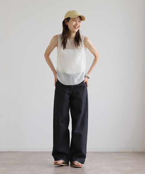 Oriens JOURNAL STANDARD（オリエンス ジャーナルスタンダード）の「ワイドベーシックデニム（デニムパンツ・レディース・ブルー系その他/ブラック/サックスブルー・38/36）」の4枚目の写真