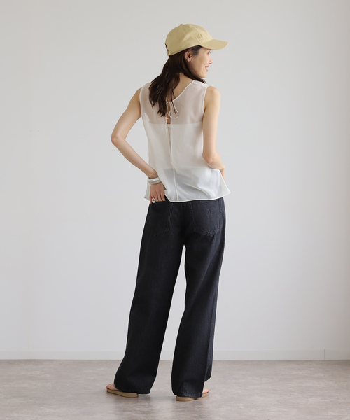 Oriens JOURNAL STANDARD（オリエンス ジャーナルスタンダード）の「ワイドベーシックデニム（デニムパンツ・レディース・ブルー系その他/ブラック/サックスブルー・38/36）」の6枚目の写真