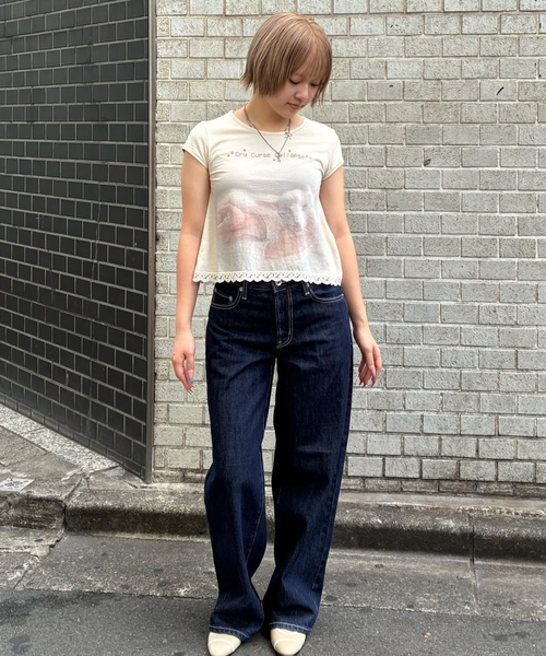 Oriens JOURNAL STANDARD（オリエンス ジャーナルスタンダード）の「ワイドベーシックデニム（デニムパンツ・レディース・ブルー系その他/ブラック/サックスブルー・38/36）」の16枚目の写真