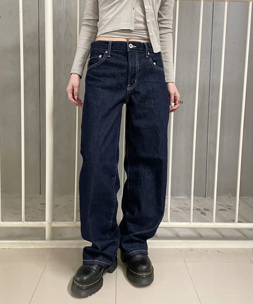 Oriens JOURNAL STANDARD（オリエンス ジャーナルスタンダード）の「ワイドベーシックデニム（デニムパンツ・レディース・ブルー系その他/ブラック/サックスブルー・38/36）」の21枚目の写真