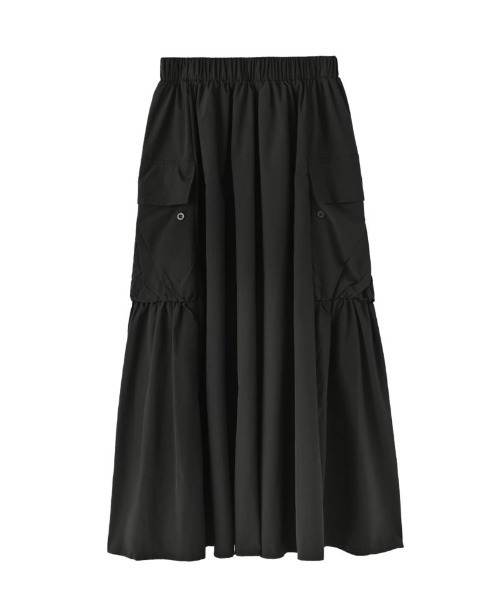 STYLE DELI(スタイルデリ)の「【BLK001】タフタカジュアルカーゴスカート(スカート・レディース・ブラック/ライトグリーン・FREE)」の18枚目の写真
