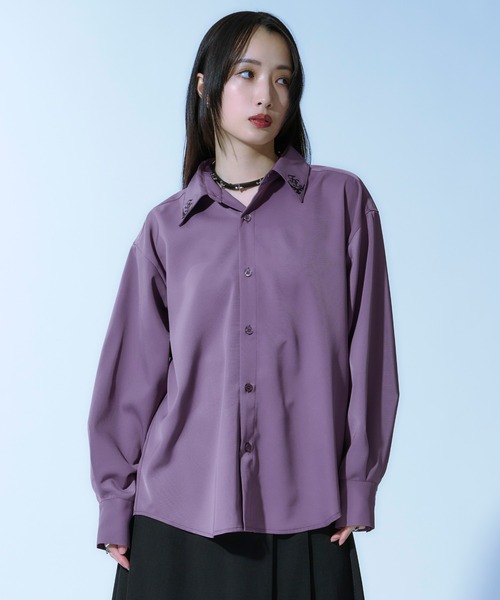Ellno Loset（エルノロゼット）の「襟ロゴ刺繍シャツ（シャツ/ブラウス