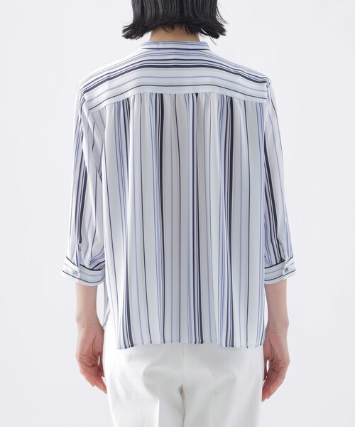 TRANS WORK(トランスワーク)の「【L】【ウォッシャブル】マルチストライププリントシャツブラウス(シャツ/ブラウス・レディース・ホワイト系その他/グリーン/ブルー・44/46)」の9枚目の写真