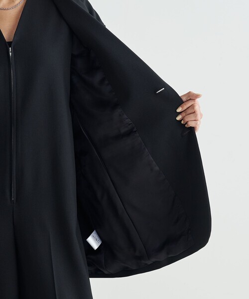 【CTHY】【超美品】【オシャレ】ウールライクテーラードジャケット黒 Mサイズ ウールライク オーバーサイズドジャケット｜トゥモローランド