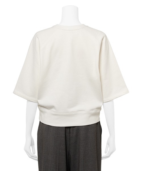 Mila Owen（ミラオーウェン）の「ショート丈半袖グラフィックトレーナー（Tシャツ/カットソー・レディース・ホワイト/ネイビー/ブルー・FREE）」の9枚目の写真