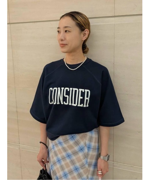 ミラオーウェン ラグランスリーブ半袖トレーナー セール】ショート丈半袖グラフィックトレーナー（Tシャツ