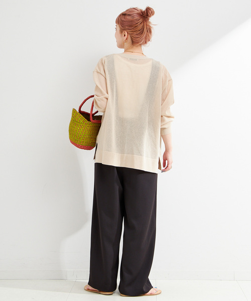 超美品】定価￥20,900リネンシアーカーディガン 透け感 ミドル丈